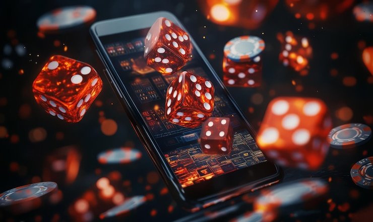 Antarmuka Dice Game mustikajitu menampilkan papan permainan dadu dan kontrol taruhan yang intuitif